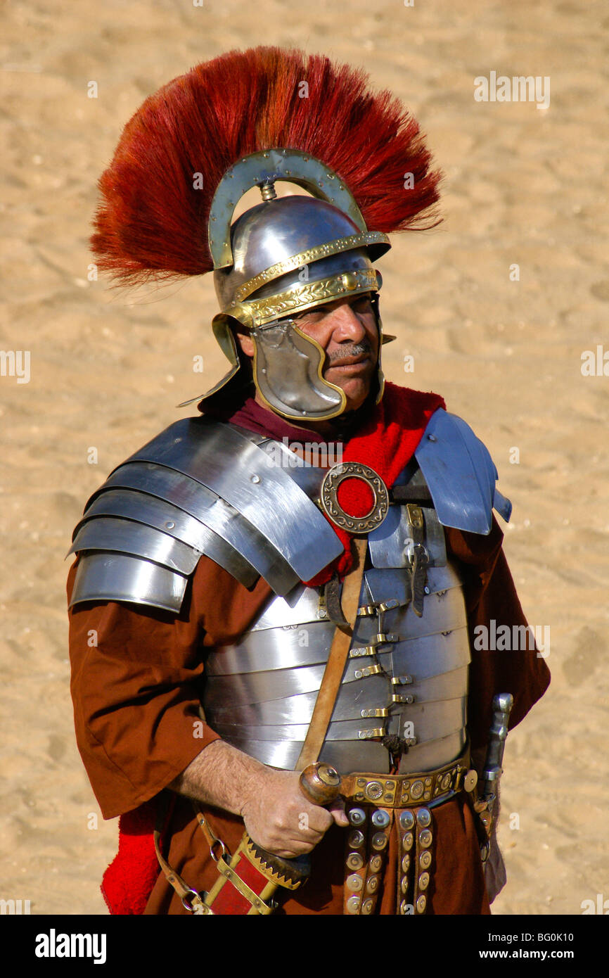 Soldat romain à Jerash, Jordanie Banque D'Images