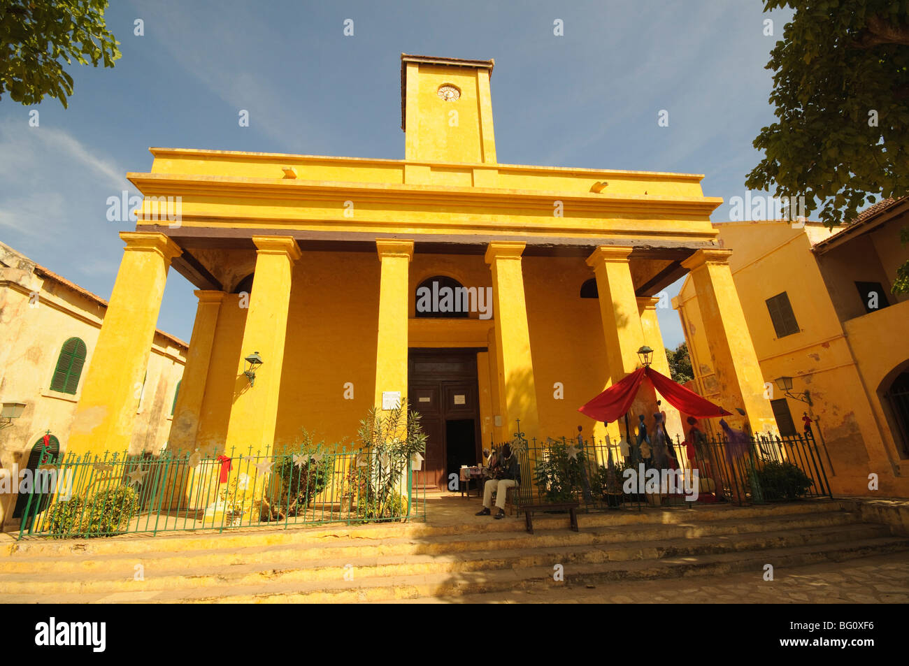 L'église, Saint Charles Barrome, l'île de Gorée, près de Dakar, Sénégal, Afrique de l'Ouest, l'Afrique Banque D'Images