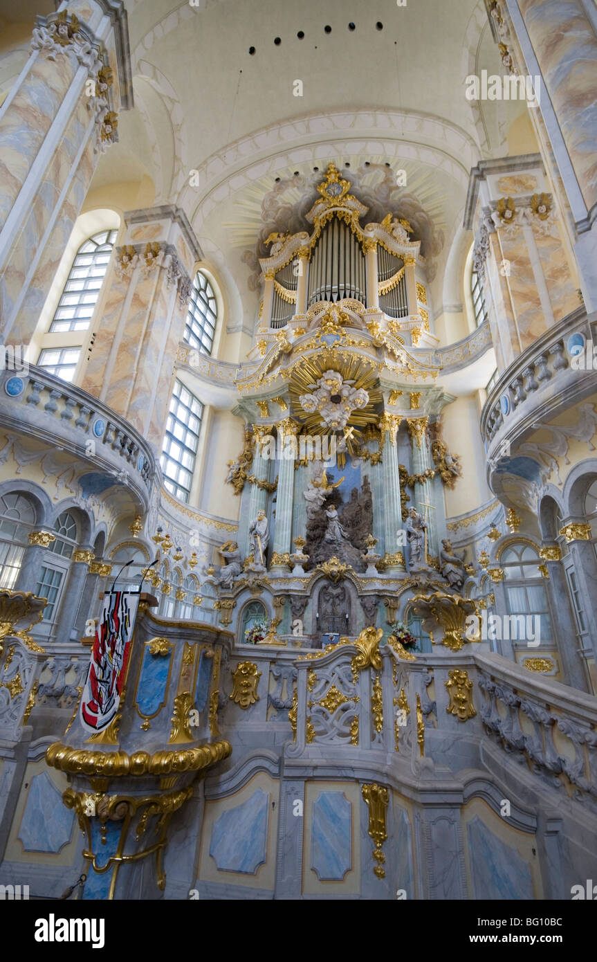 Intérieur de la Frauenkirche (église Notre Dame), Dresde, Saxe, Allemagne, Europe Banque D'Images