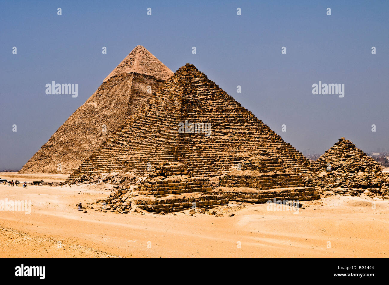 Les grandes pyramides de Gizeh, en Egypte. Banque D'Images