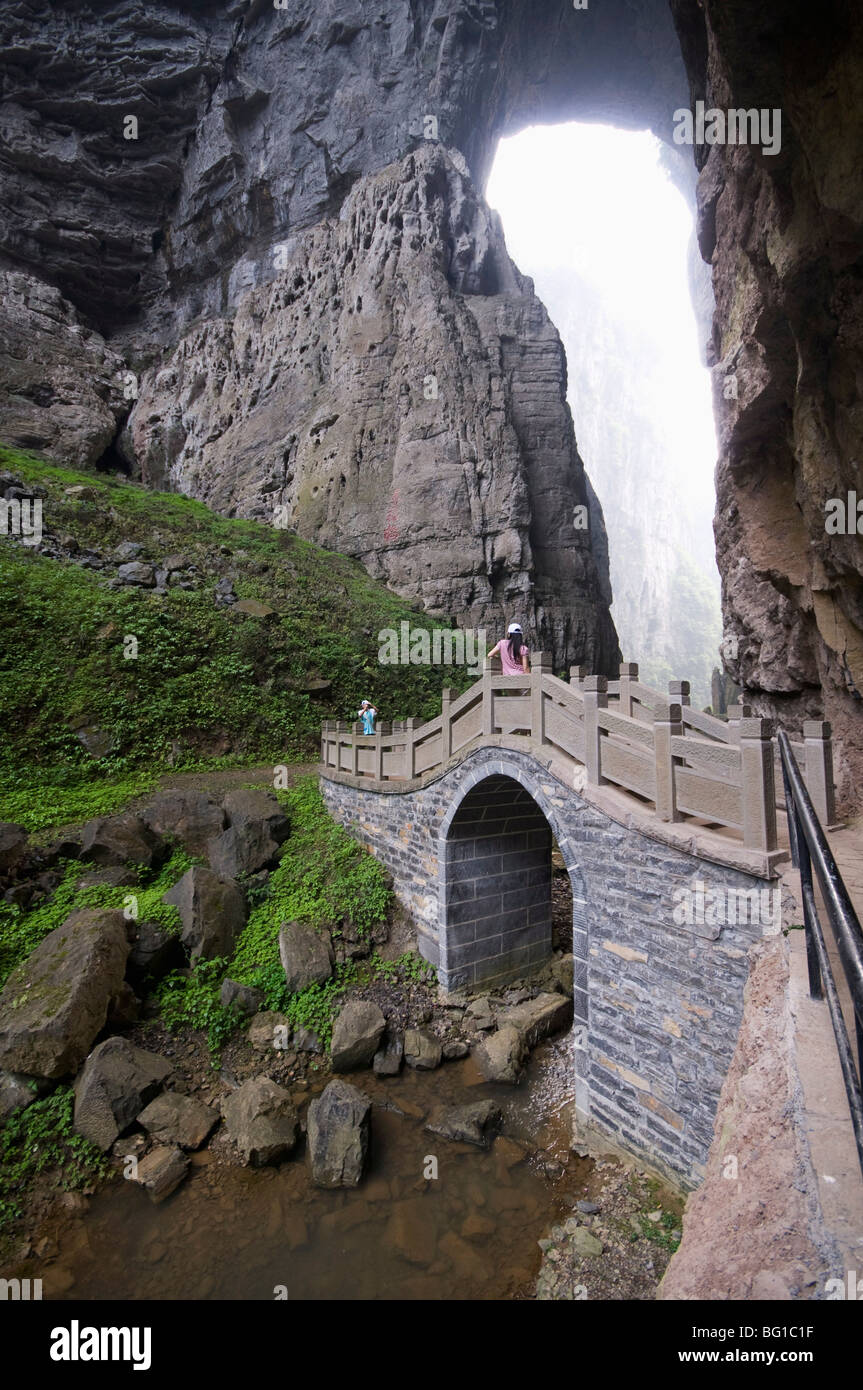 Des ponts de pierre naturelle Wulong, Site du patrimoine mondial de l'UNESCO, la municipalité de Chongqing, Chine, Asie Banque D'Images