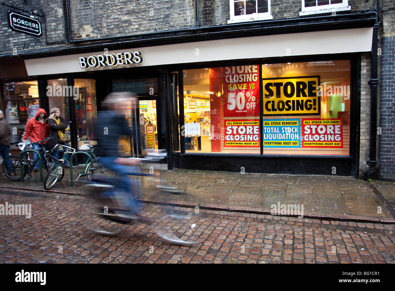 Cambridge - frontières magasin fermeture vente Banque D'Images