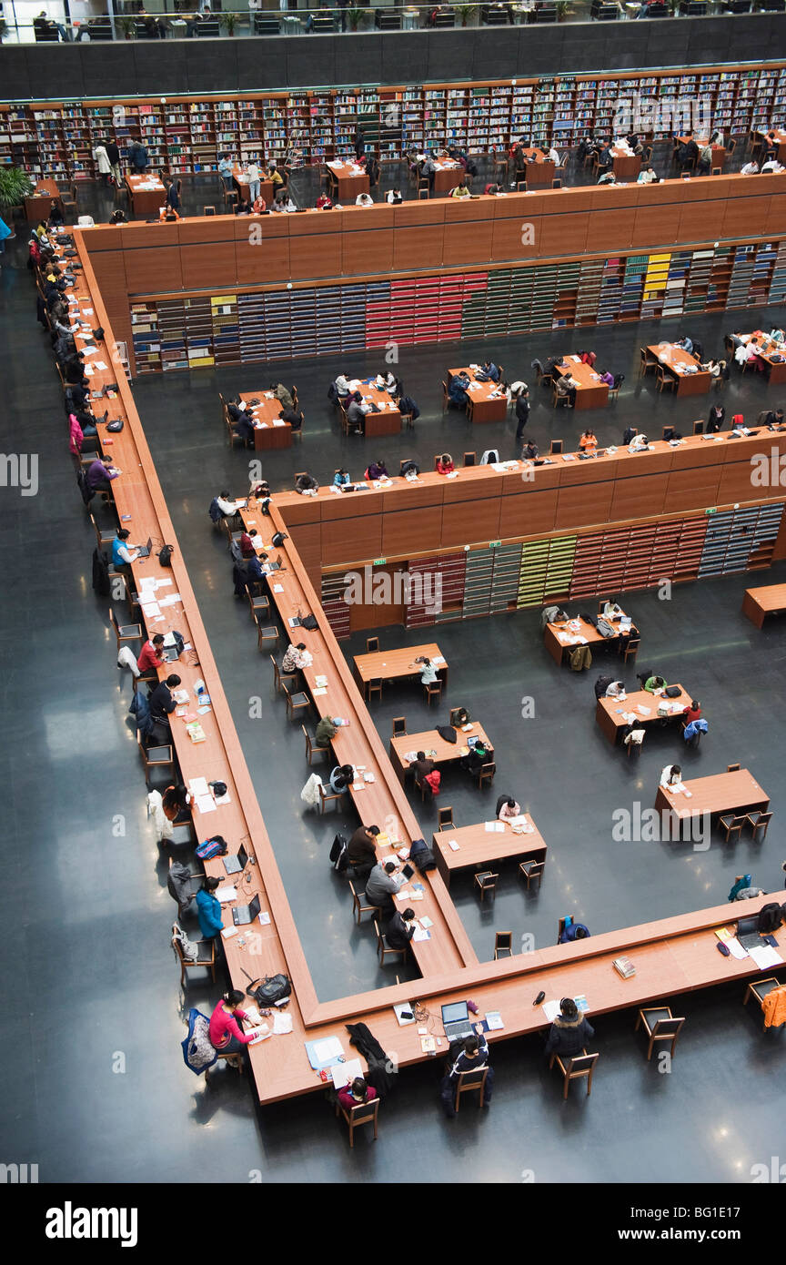 La principale salle de lecture à la Bibliothèque nationale, Beijing, China, Asia Banque D'Images