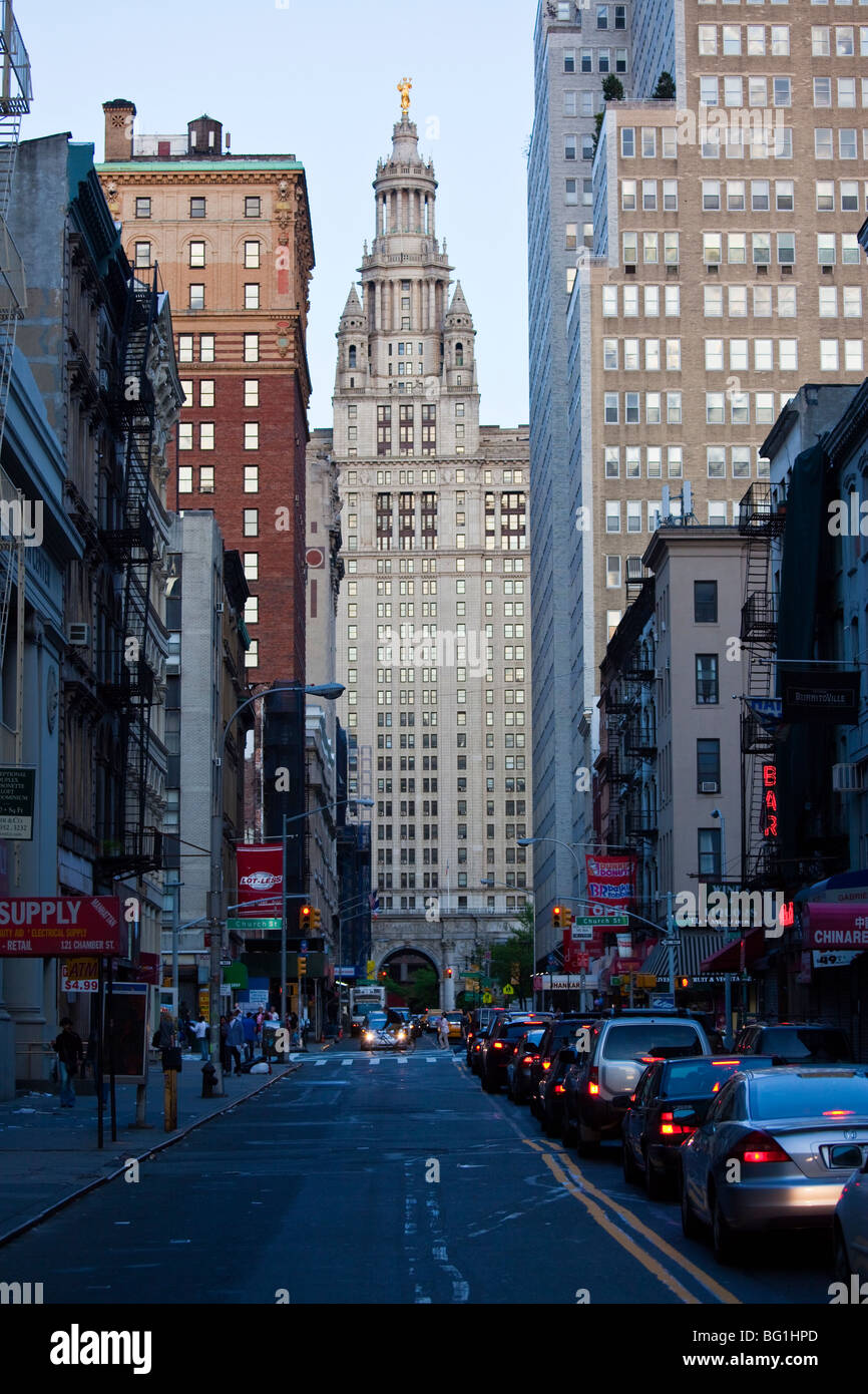 Le bâtiment municipal sur Chambers Street dans le centre-ville de Manhattan, New York City Banque D'Images