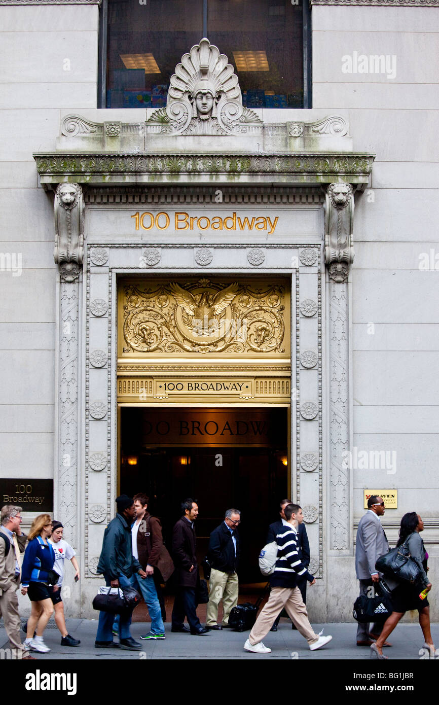 100 Bâtiment de Broadway dans le Financial District de Manhattan Banque D'Images