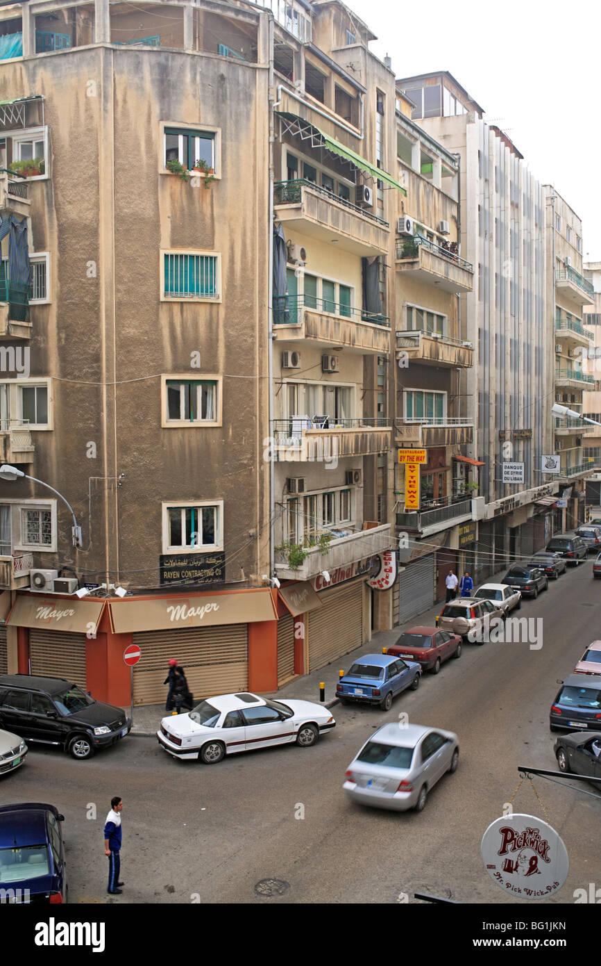 La rue Hamra, Beyrouth, Liban Banque D'Images