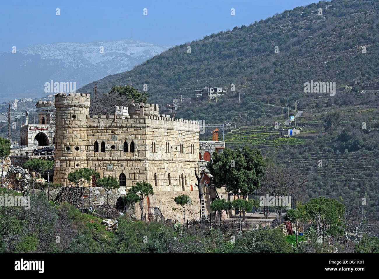 Musa château moderne, l'architecture libanaise, Chouf, Liban Banque D'Images