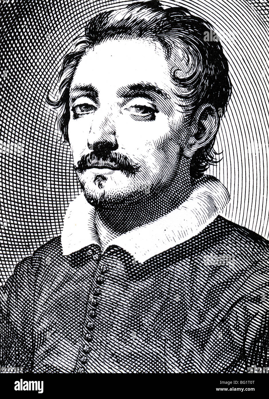 GIROLAMO FRESCOBALDI - musicien italien 1583-1643. Gravure d'un dessin à la craie faite en 1619. Banque D'Images