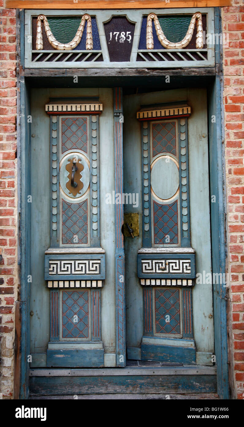 Porte décorée dans la partie historique de Aabenraa, Jutland, Danemark, Scandinavie, Europe Banque D'Images