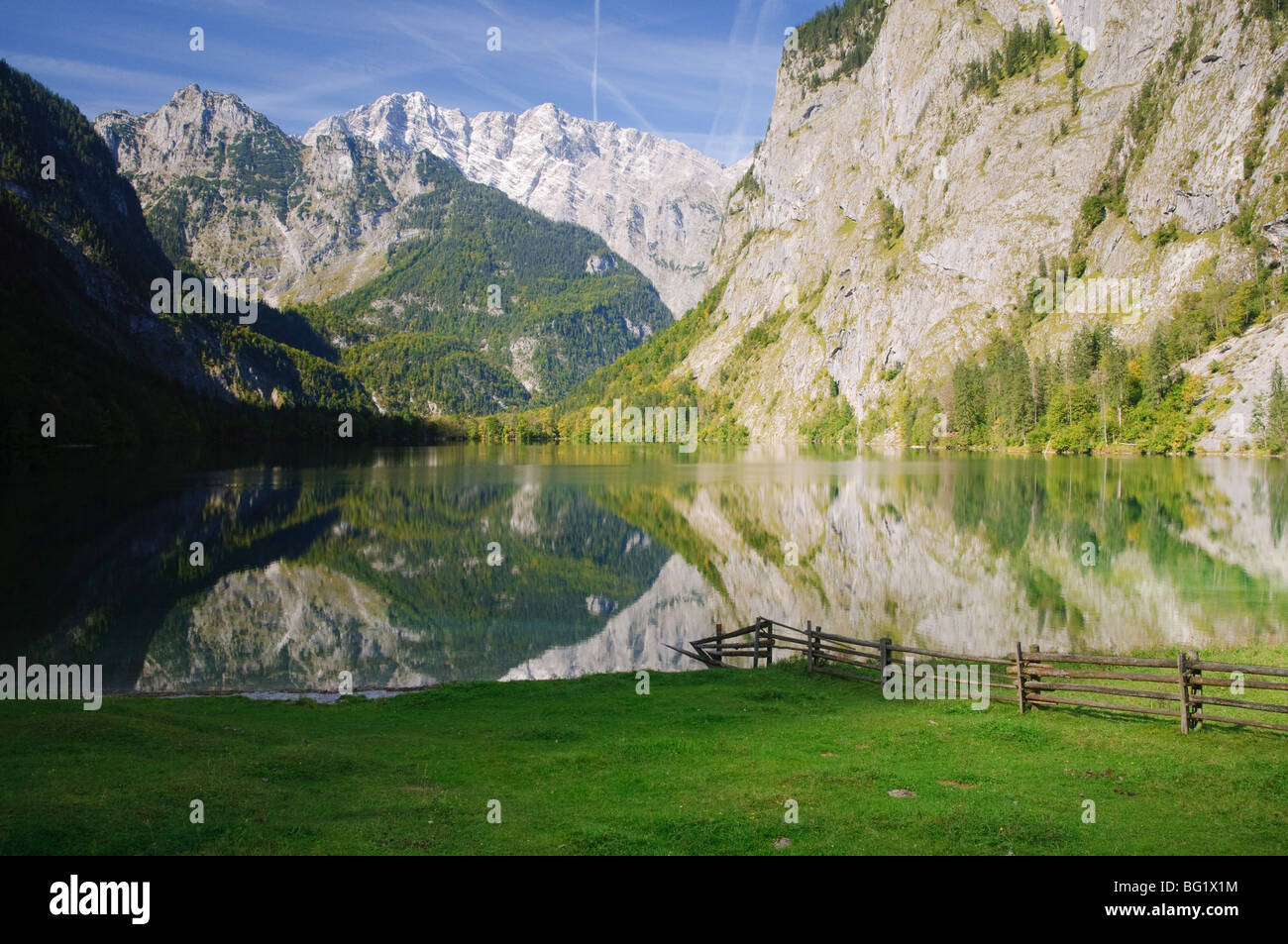 Watzmann et Obersee, le parc national de Berchtesgaden, Bavaria, Germany, Europe Banque D'Images