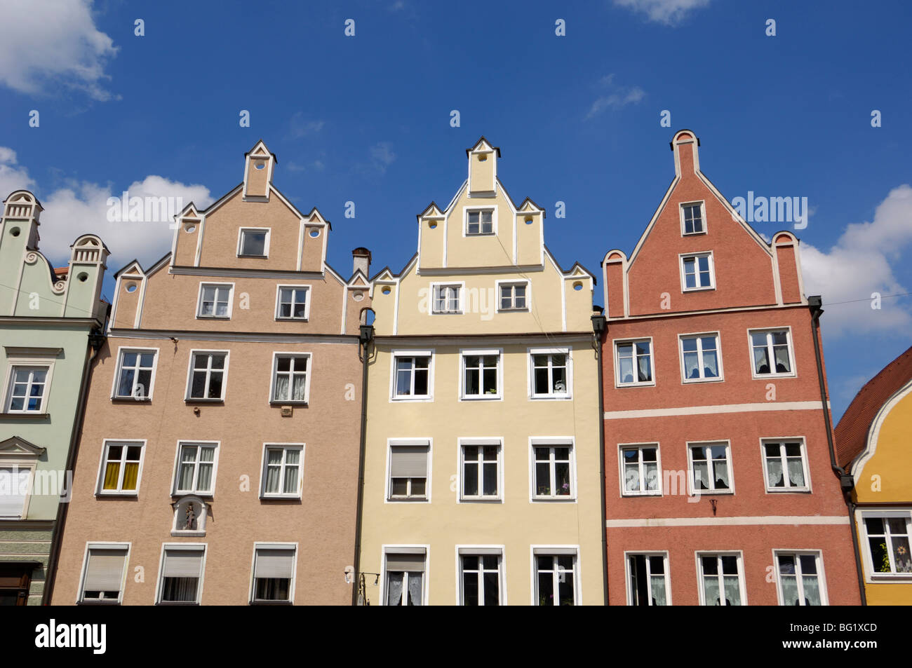 L'architecture traditionnelle, Altstadt, Landshut, Bavaria, Germany, Europe Banque D'Images