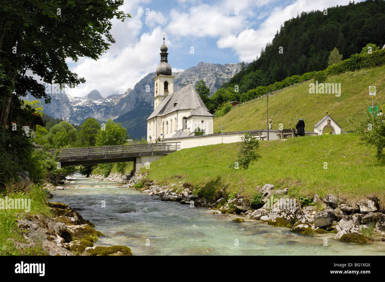 Ramsau église, près de Berchtesgaden, Bavaria, Germany, Europe Banque D'Images