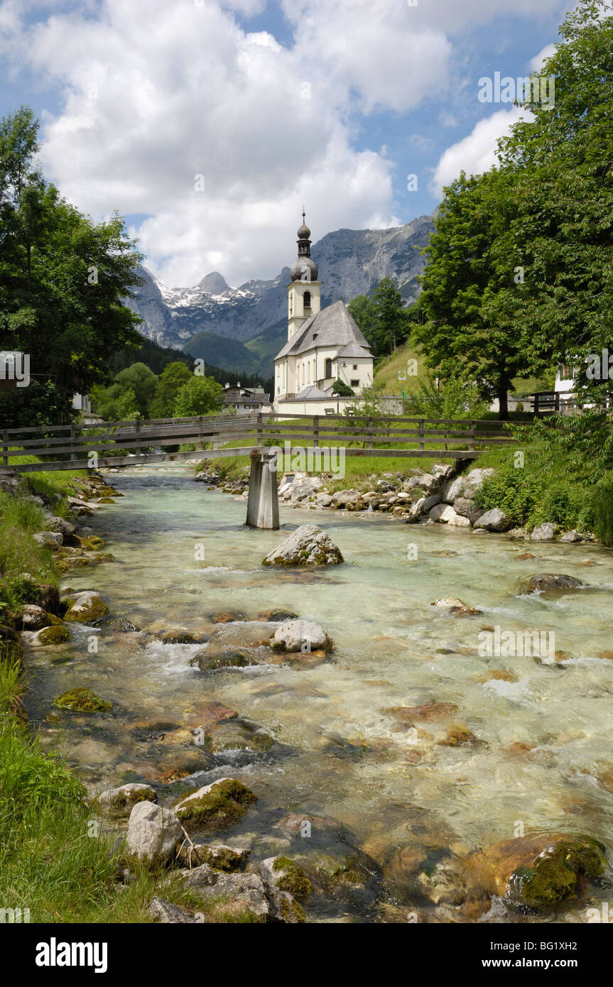 Ramsau église, près de Berchtesgaden, Bavaria, Germany, Europe Banque D'Images