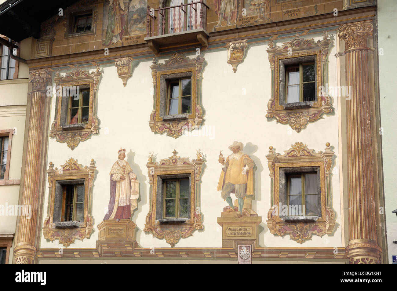 Fresques, Market Platz, Berchtesgaden, Bavaria, Germany, Europe Banque D'Images