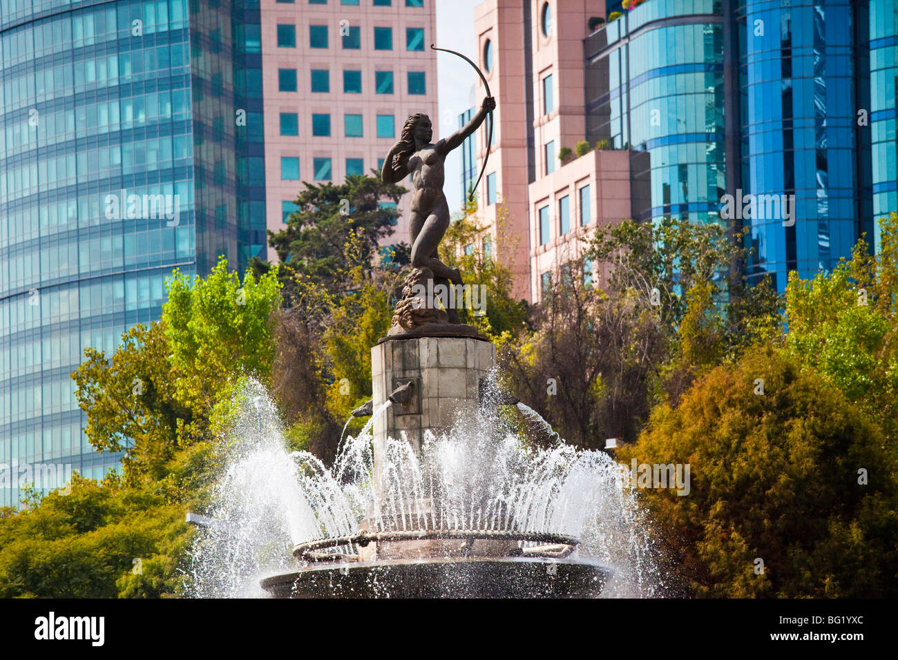 Fontaine Diana rond-point sur le Paseo de la Reforma à Mexico City Banque D'Images