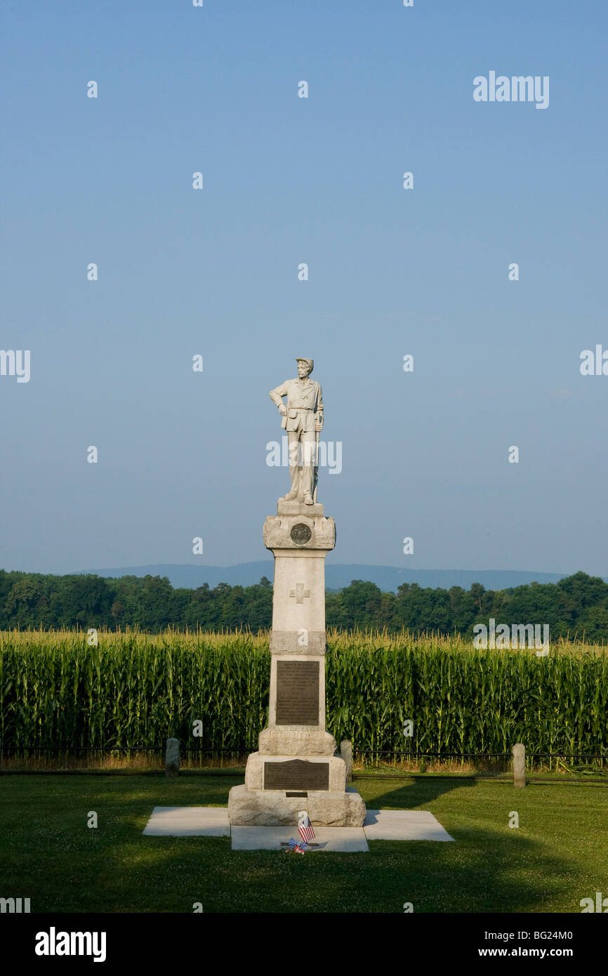 Monument de la 14e Régiment d'infanterie volontaire du New Jersey, qui est à la bataille de Monocacy, Juillet 9th, 1864 Banque D'Images