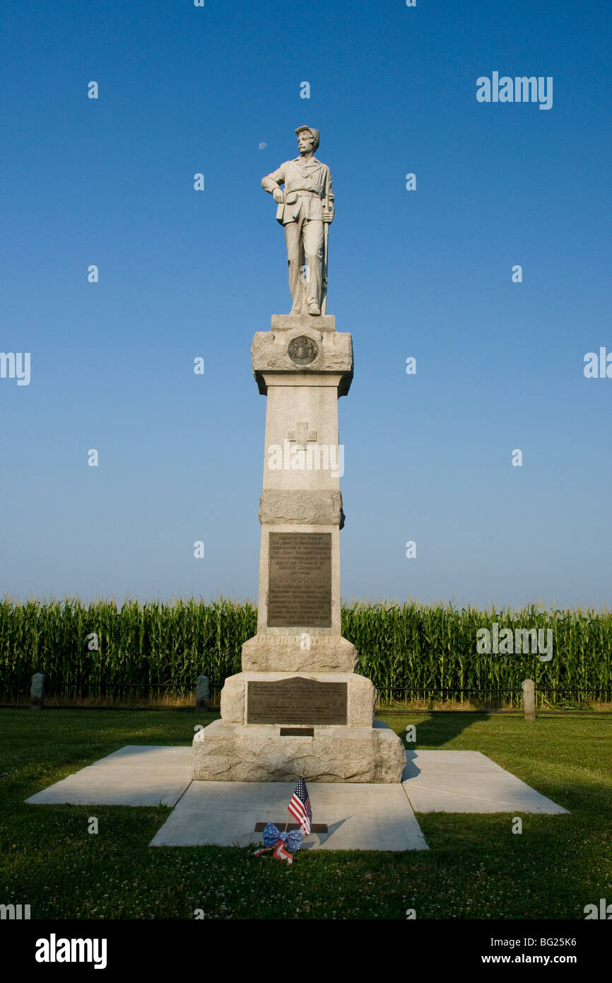 Monument de la 14e Régiment d'infanterie volontaire du New Jersey, qui est à la bataille de Monocacy, Juillet 9th, 1864 Banque D'Images