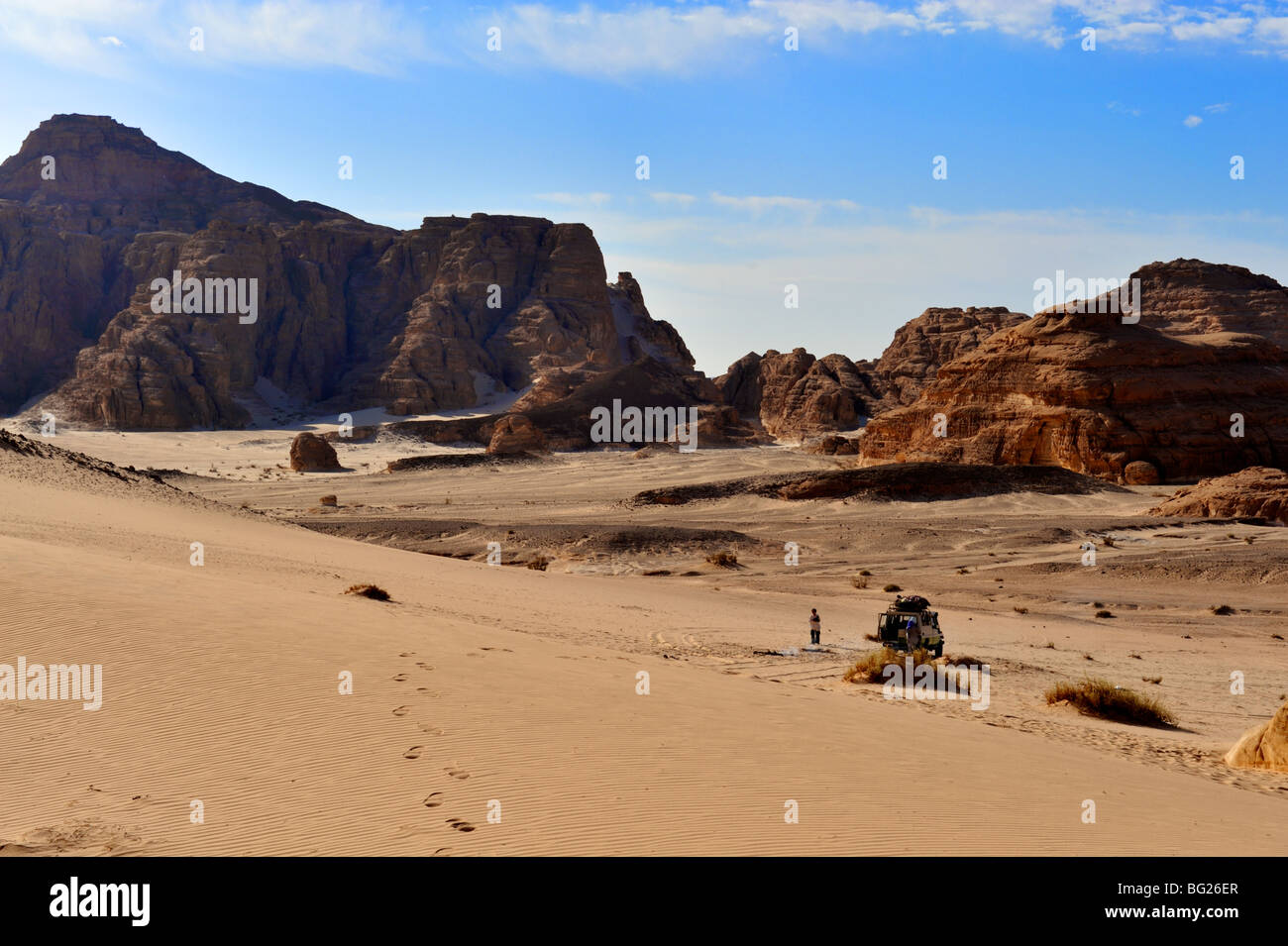 Sables du désert et les montagnes du Sinaï du Sud, Égypte, Wadi pininsula Meghesa Banque D'Images