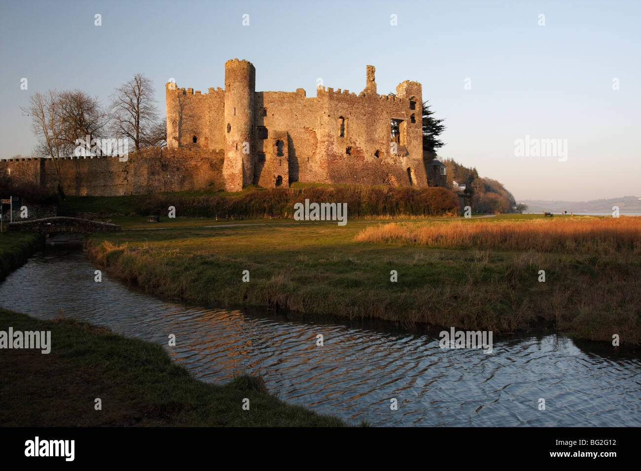 Laugharne Castle, Carmarthenshire, au sud-ouest du pays de Galles, Royaume-Uni Banque D'Images