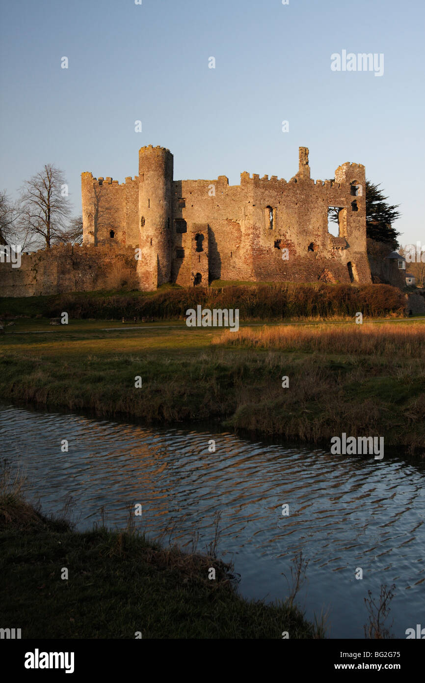Laugharne Castle, Carmarthenshire, au sud-ouest du pays de Galles, Royaume-Uni Banque D'Images