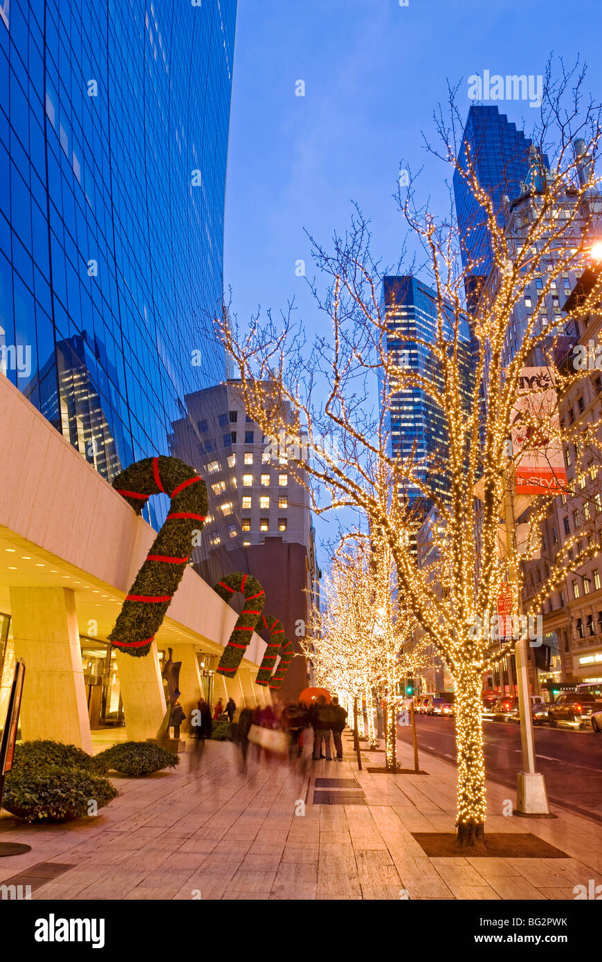 Noël 57e rue Cinquième Avenue Banque D'Images