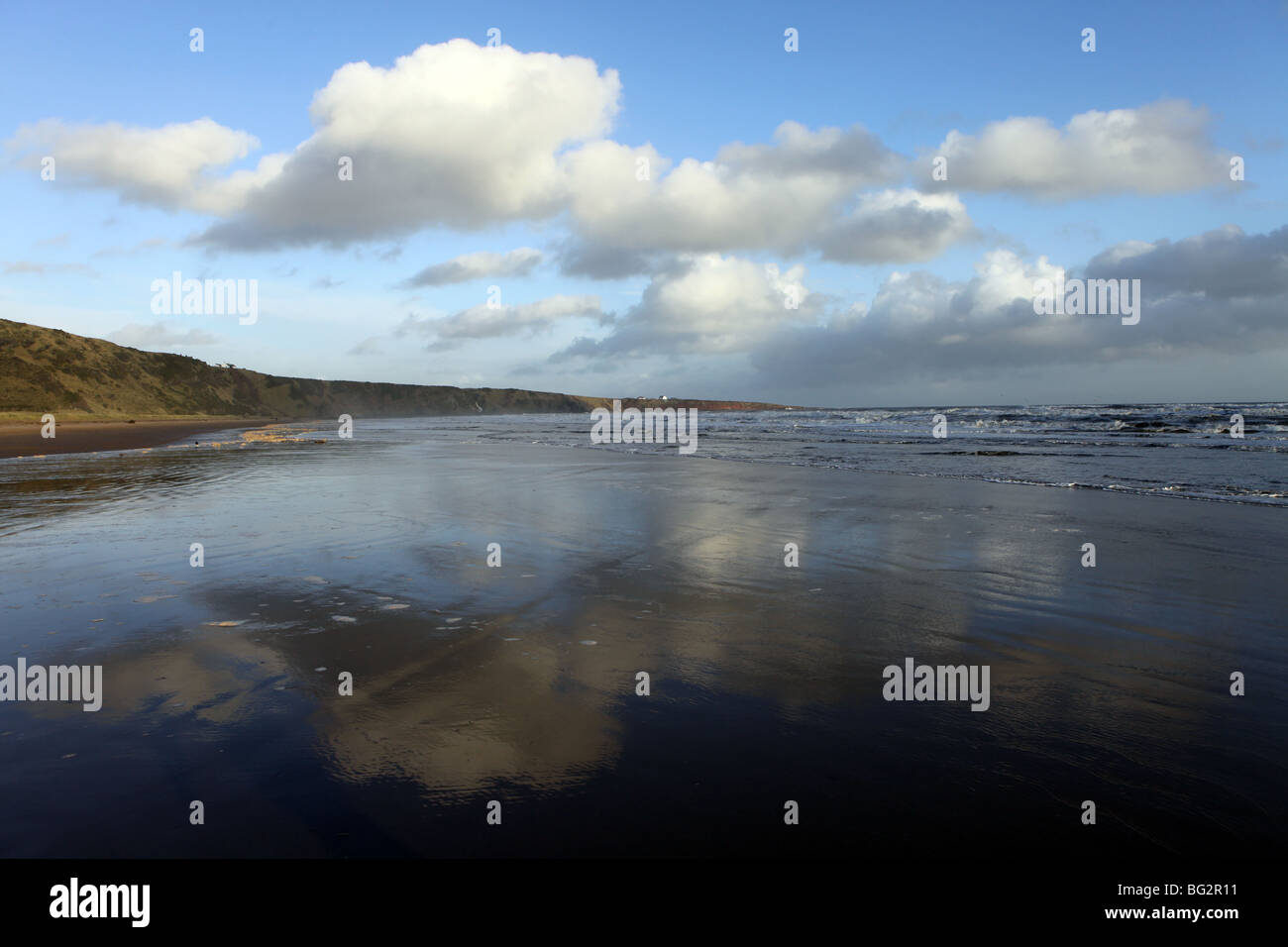 Belle plage de sable de St Cyrus, Aberdeenshire, Scotland, UK Banque D'Images