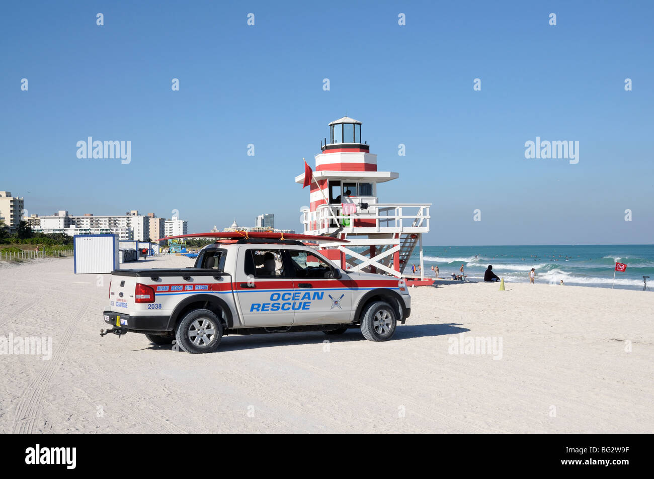 Miami South Beach Lifeguard Station sur la plage Banque D'Images
