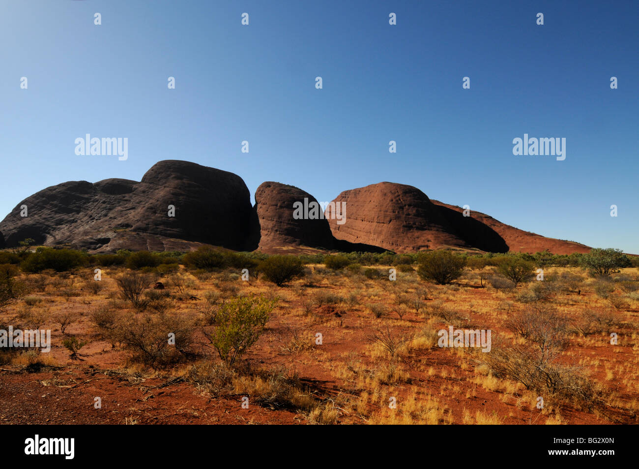 Les dômes de la Kata Tjuta ( Mont Olga.) dans l'Uluru - Kata Tjuta National Park. Le parc est dans le "centre rouge" , Australie Banque D'Images