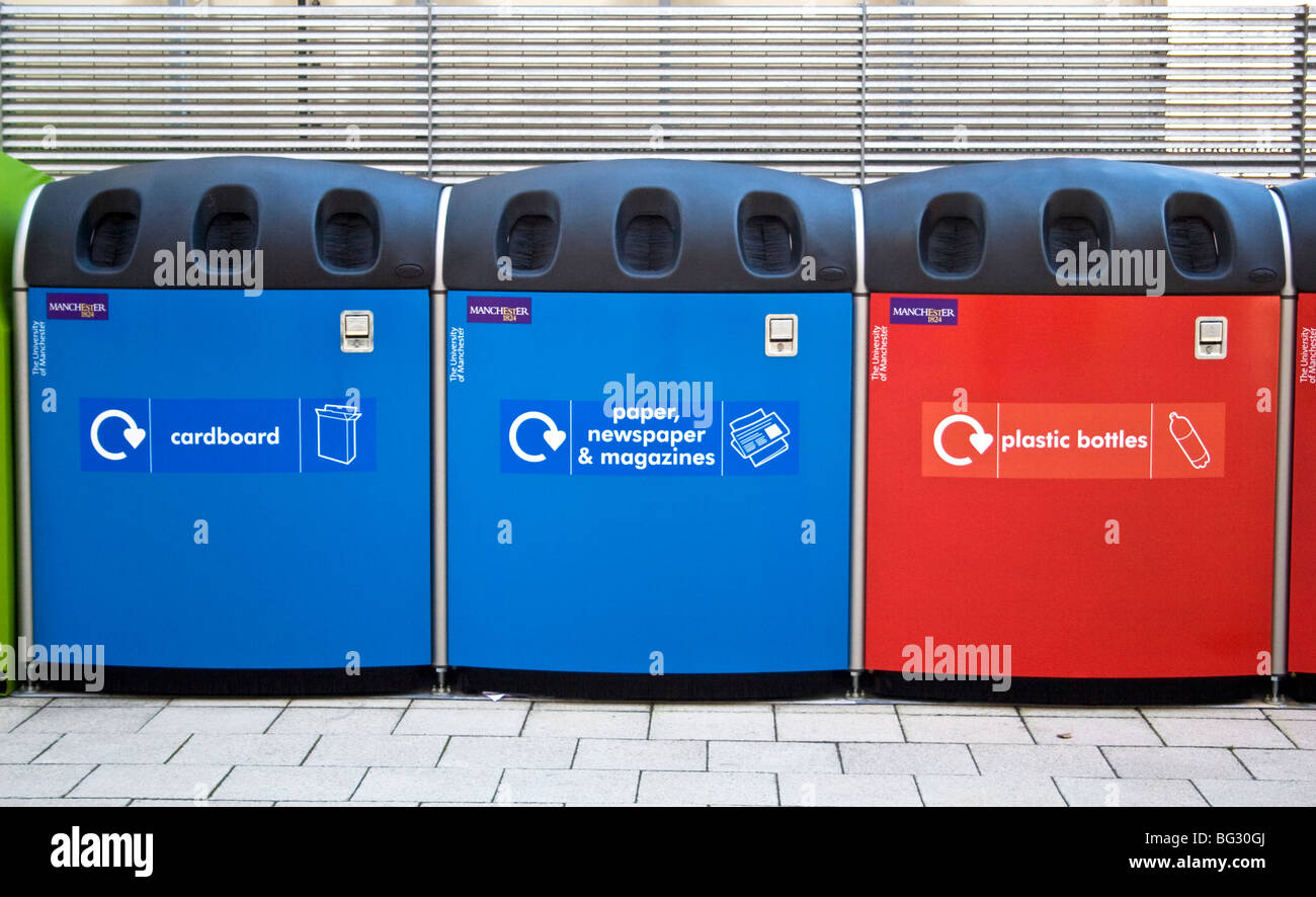 Les installations de recyclage, de l'Université de Manchester, UK. Banque D'Images