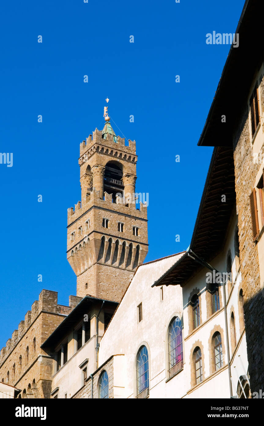 La tour de Arnolfo (Palazzo Vecchio), Florence (Firenze), Toscane, Italie, Europe Banque D'Images