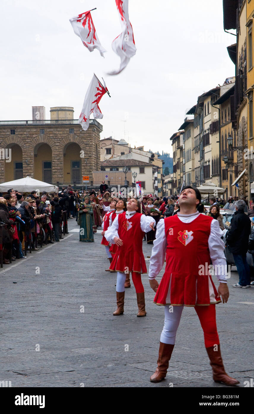 Parade médiévale de Cavalcata dei Magi, Florence (Firenze), Toscane, Italie, Europe Banque D'Images