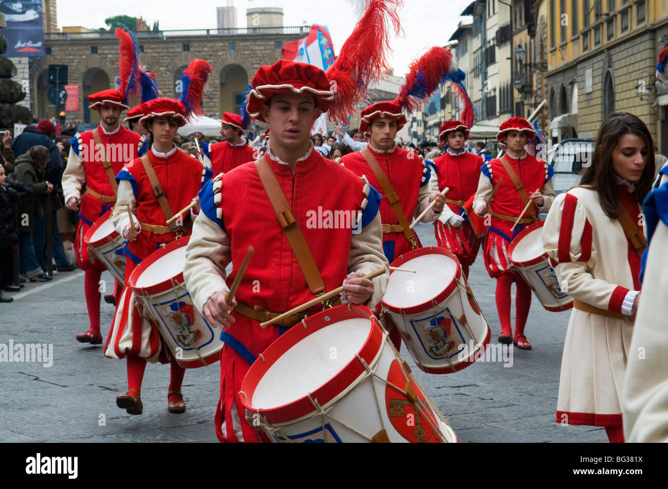 Parade médiévale de Cavalcata dei Magi, Florence (Firenze), Toscane, Italie, Europe Banque D'Images