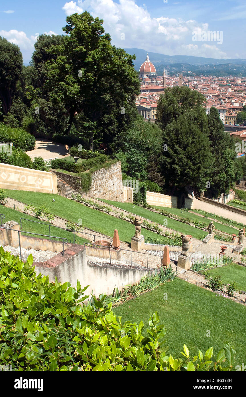 Vue sur Florence depuis le jardin Bardini, le jardin Bardini, Florence (Firenze), Toscane, Italie, Europe Banque D'Images