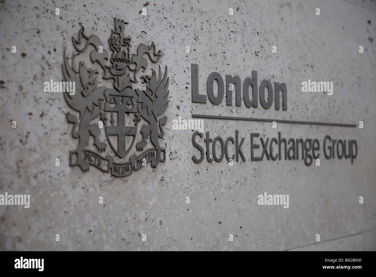 Inscrivez-vous à l'extérieur de la London Stock Exchange Group bureaux dans la ville de Londres. Banque D'Images