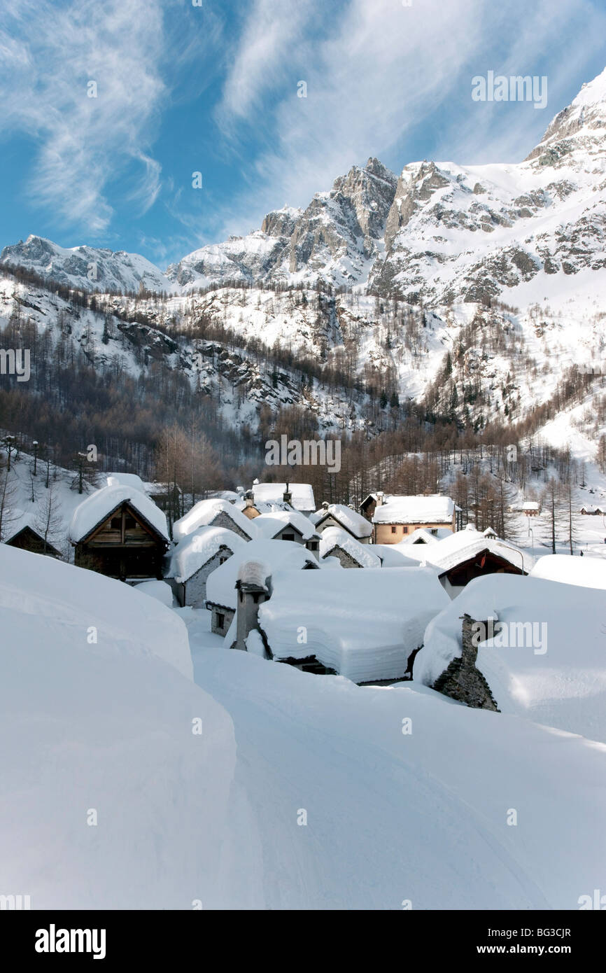 Alpes en hiver, l'Alpe Devero, Région du Piémont, Italie, Europe Banque D'Images