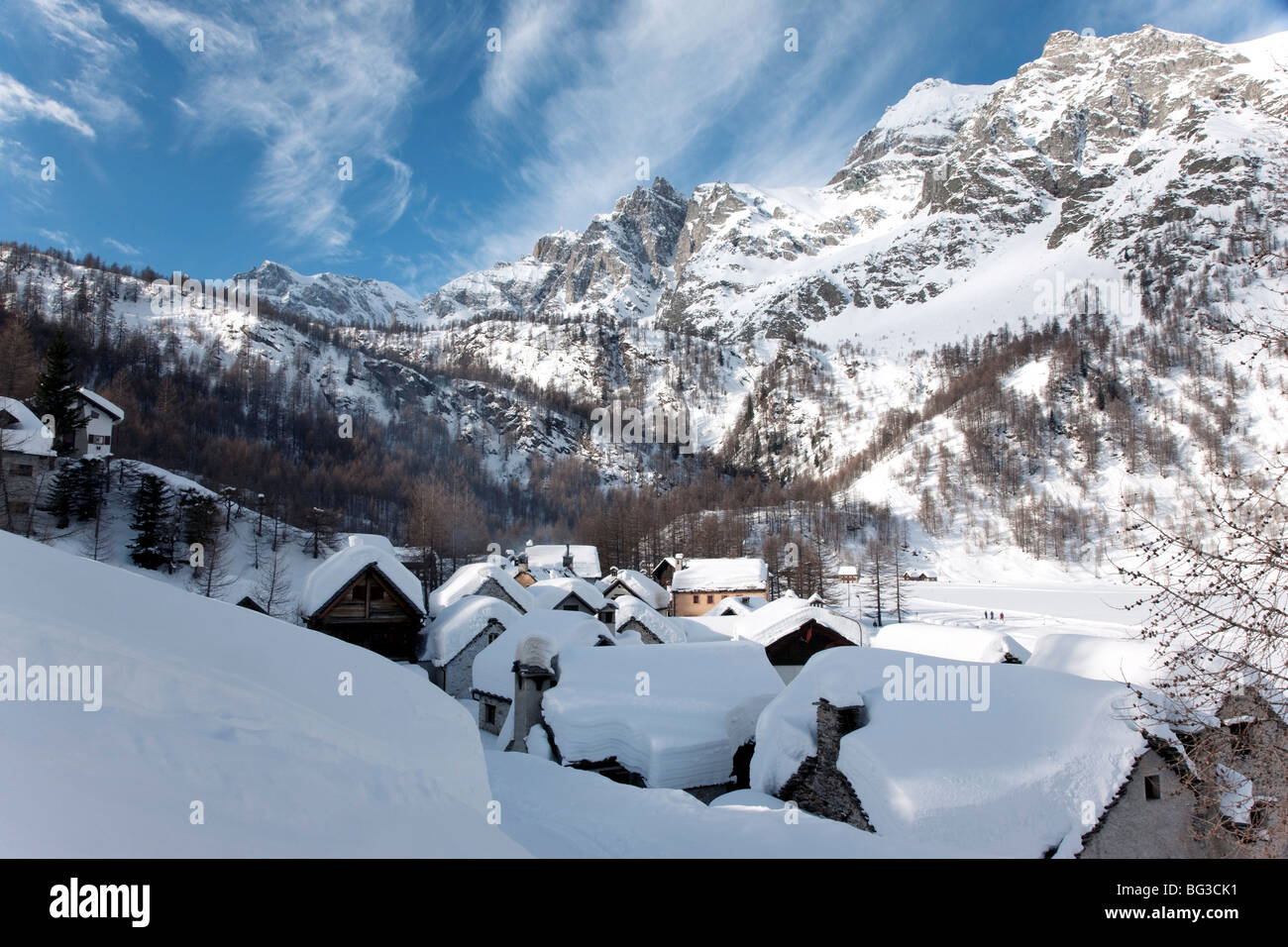 Alpes en hiver, l'Alpe Devero, Région du Piémont, Italie, Europe Banque D'Images