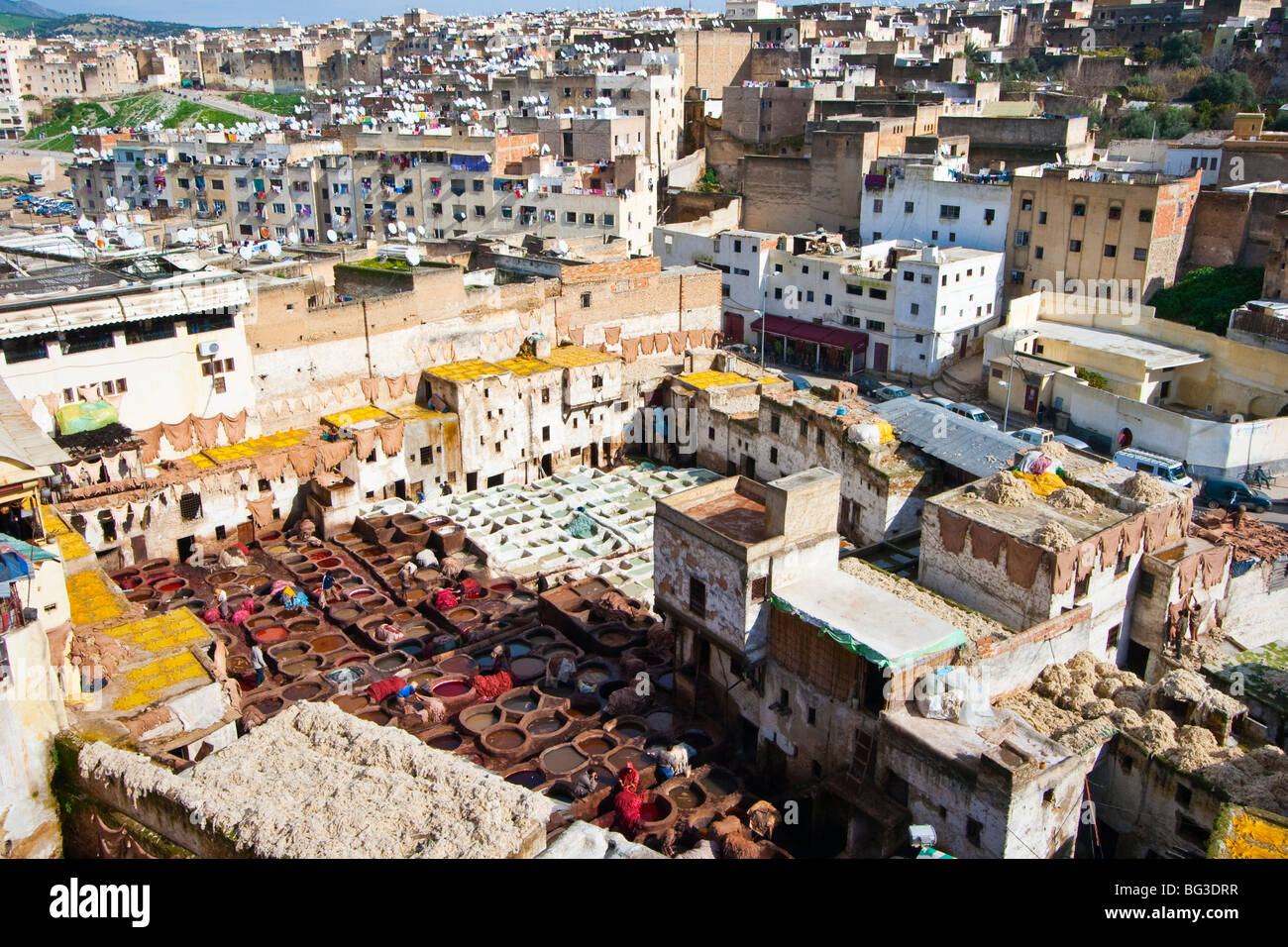 Chouwara tannerie à Fez Maroc Banque D'Images