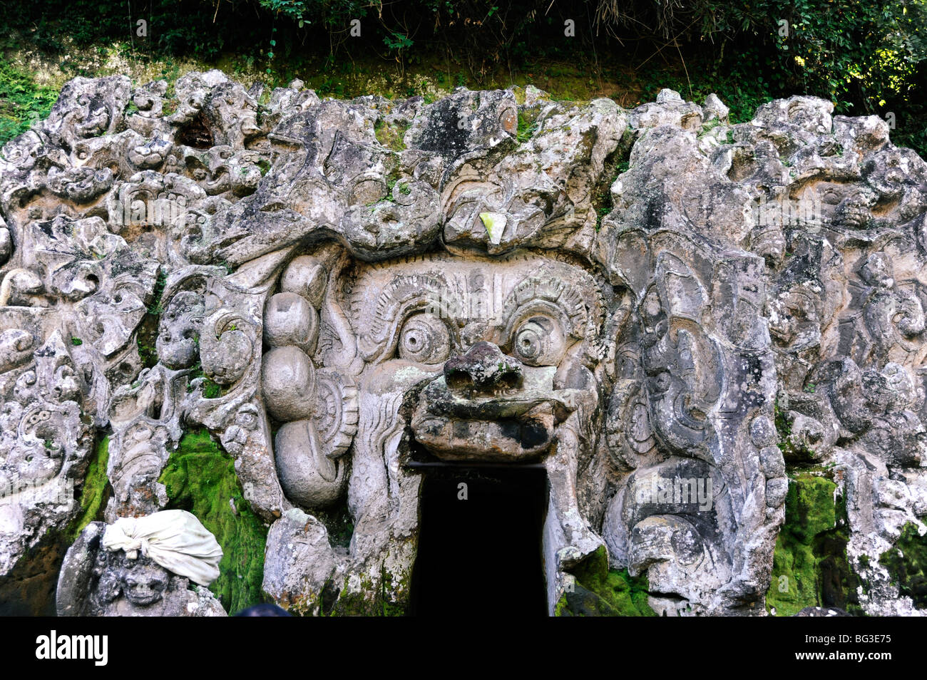 Kala la sculpture à Goa Gajah, la grotte de l'éléphant près de Ubud, UNESCO World Heritage, Bali, Indonésie Banque D'Images