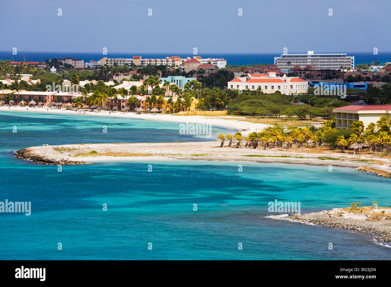 Ville Oranjestad, Aruba et le littoral, Antilles, Caraïbes, Amérique Centrale Banque D'Images