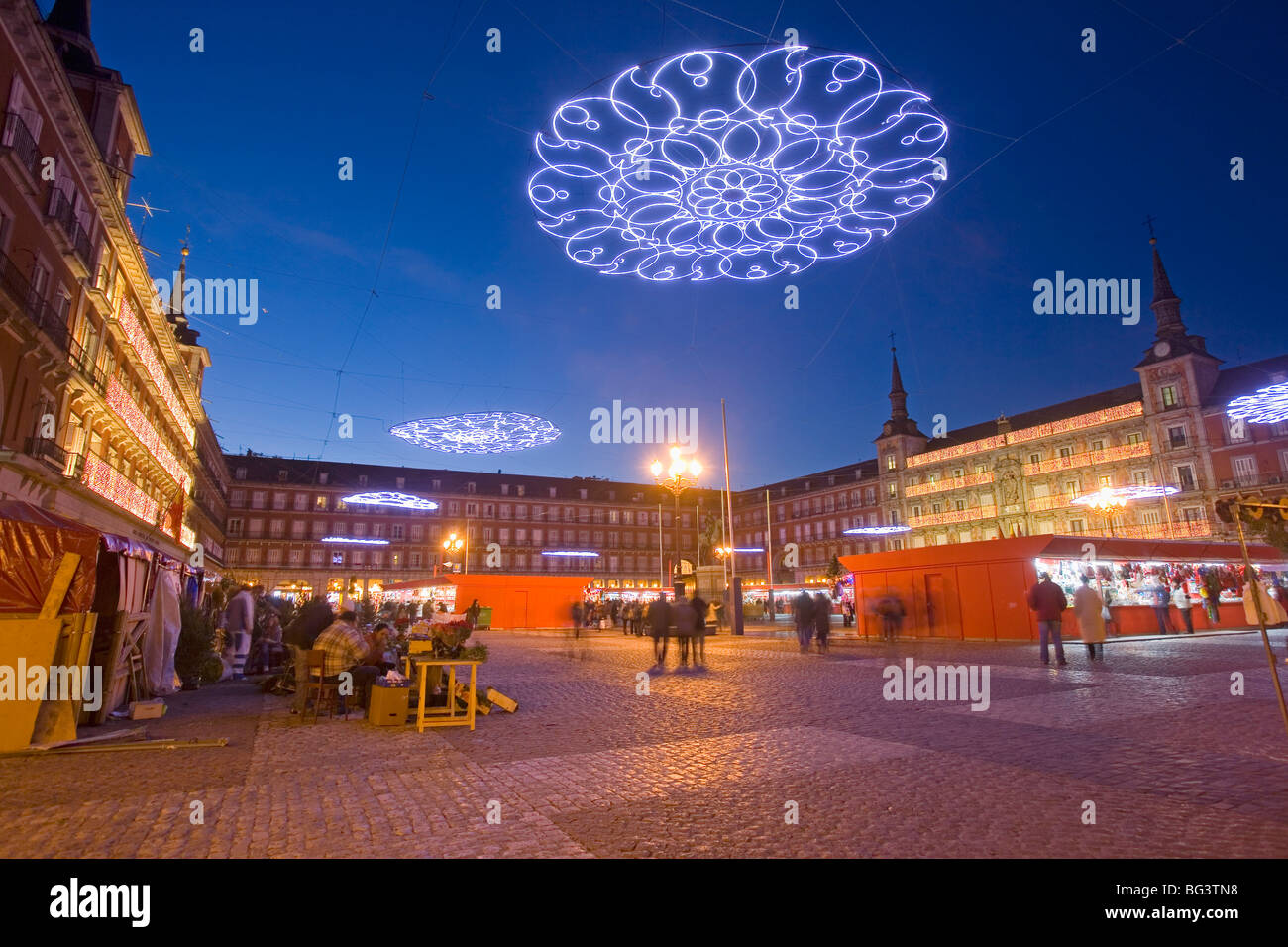 Plaza Mayor au moment de Noël, Madrid, Spain, Europe Banque D'Images