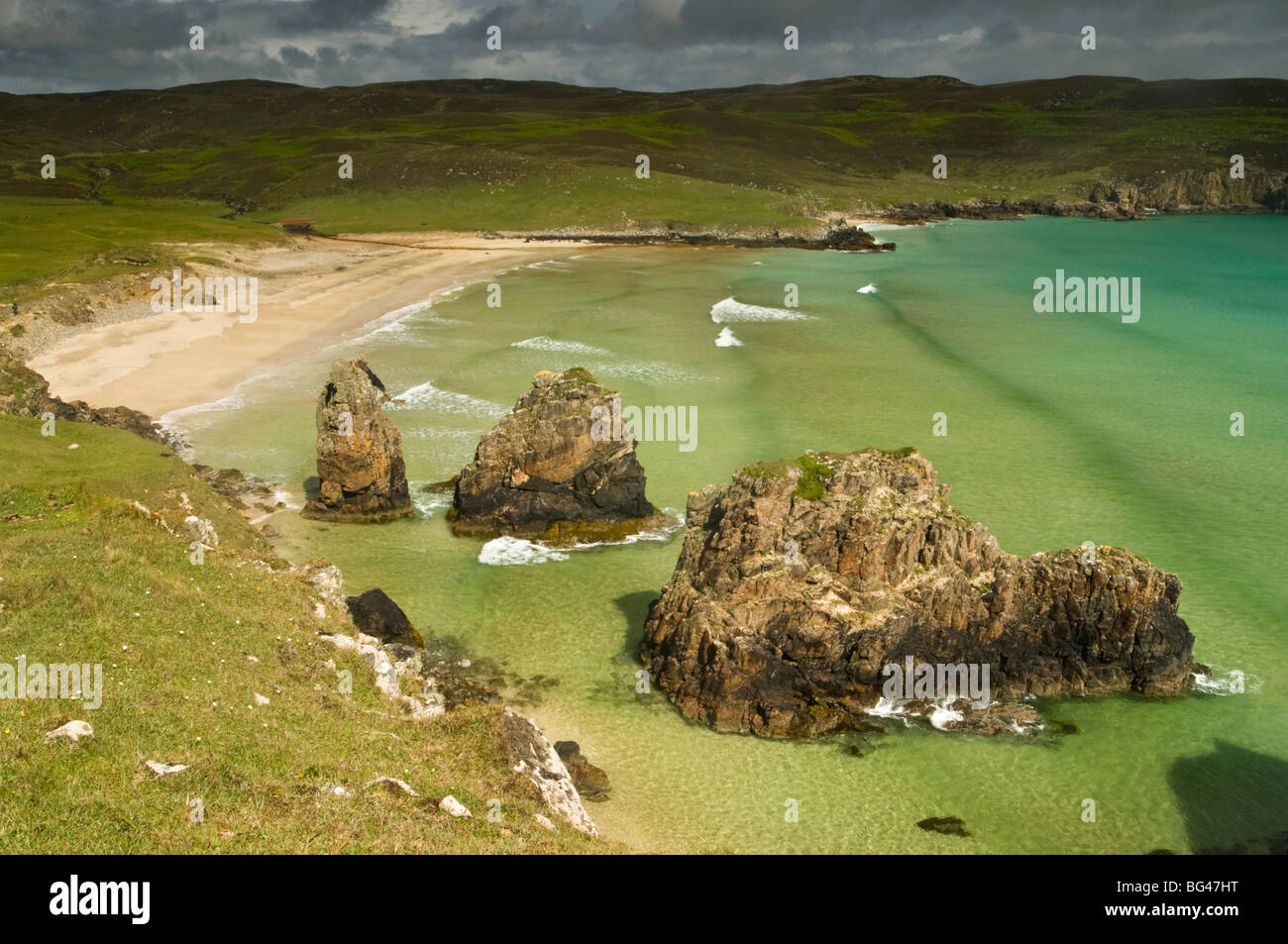 Les piles de la mer sur la plage de Garry, Tolsta, Isle Of Lewis, îles Hébrides, Ecosse, Royaume-Uni, Europe Banque D'Images