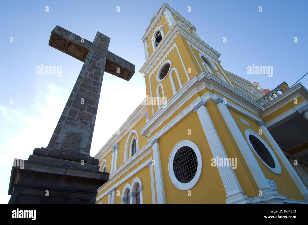 Nicaragua, Grenade, Cathédrale de Grenade, Cruz de siglo, Indépendance Plaza Banque D'Images