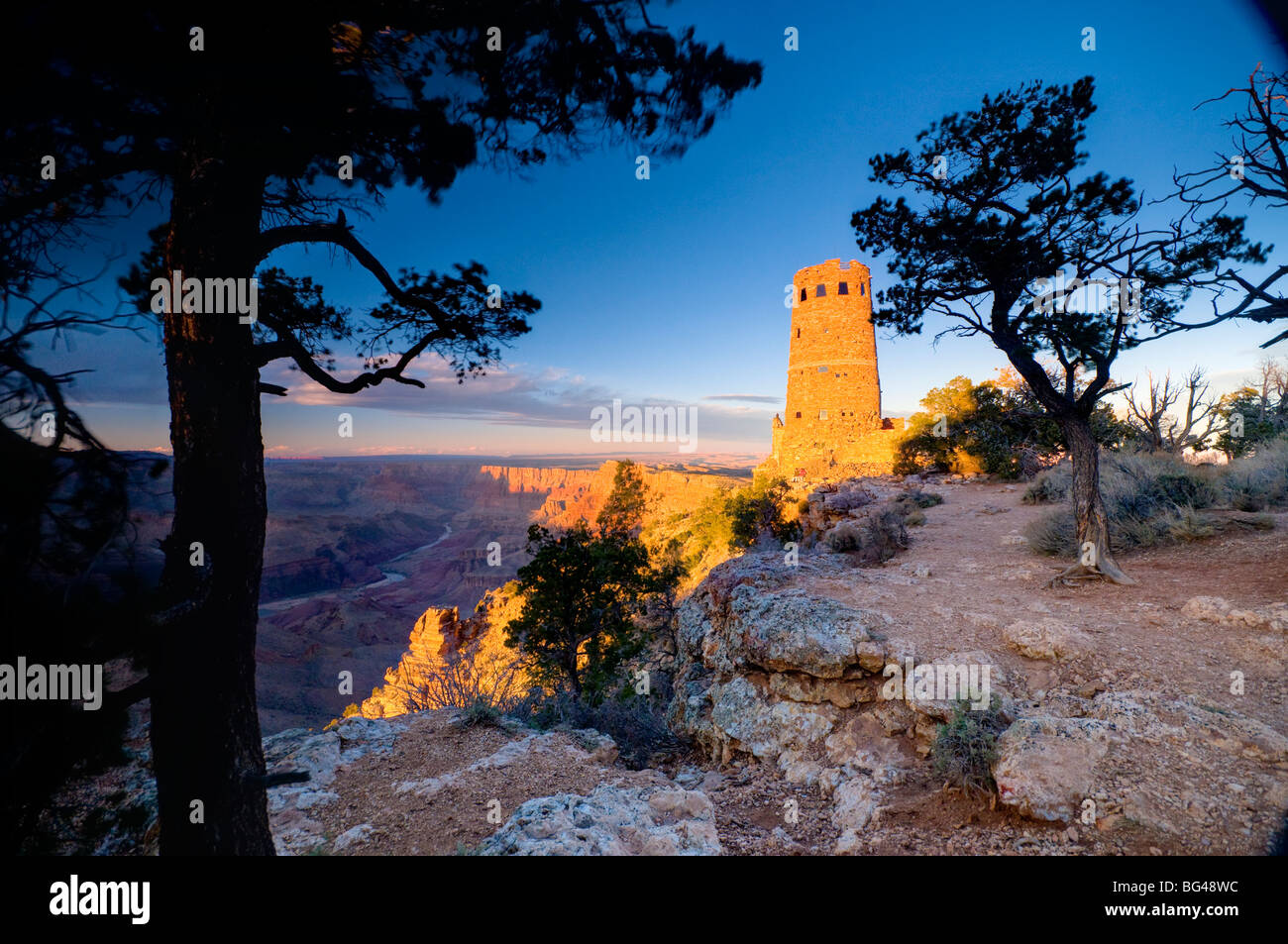 USA, Arizona, Grand Canyon, Desert View Watchtower Banque D'Images