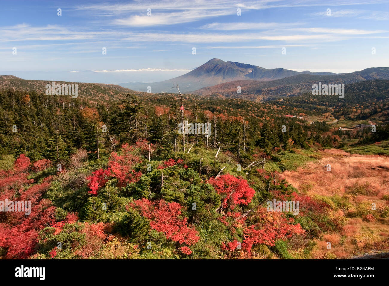 Le Japon, l'île de Honshu, Towada Kamaishi National Park, Mt. Couleurs d'automne et d'Iwate Banque D'Images