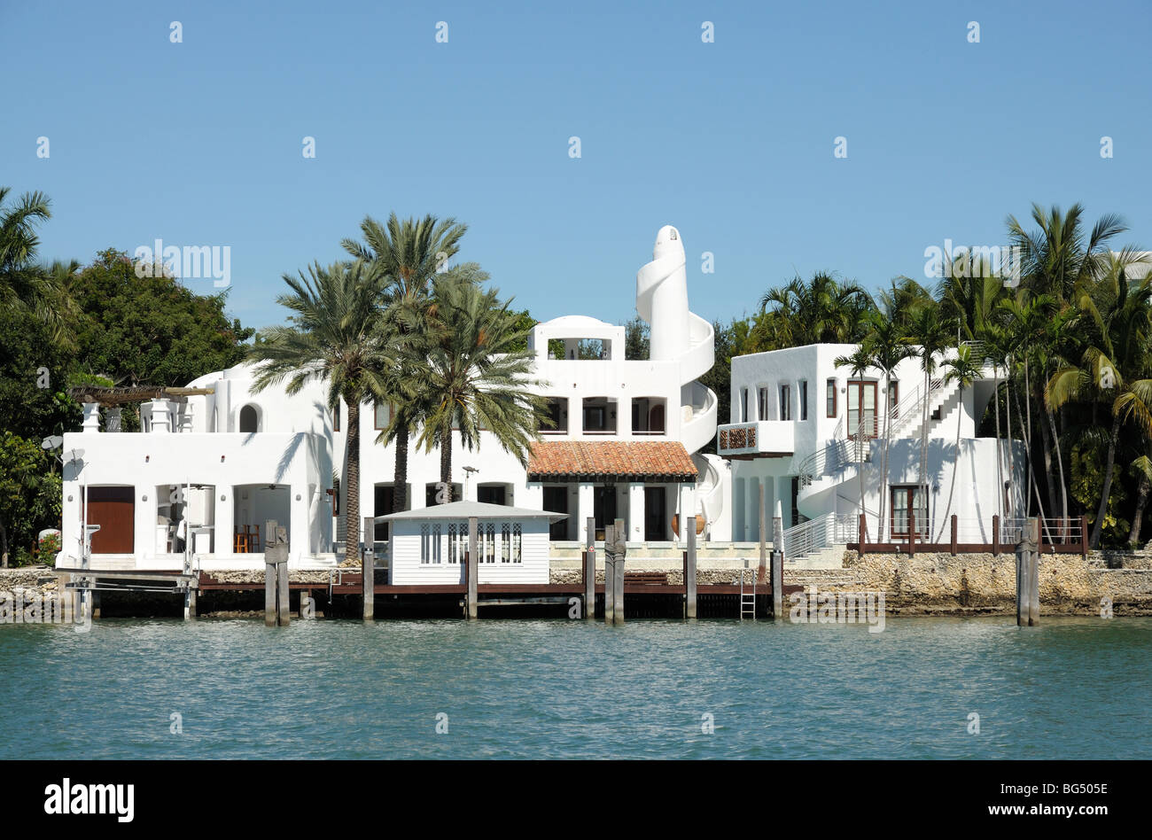 Chambre Waterside au Star Island, Miami Beach, Floride Banque D'Images