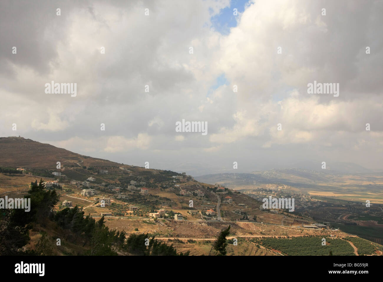 Israël, la Galilée, une vue sur le Liban du kibboutz Misgav Am Banque D'Images