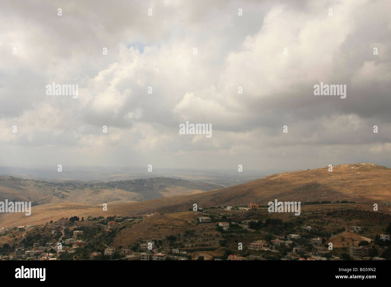 Israël, la Galilée, une vue sur le Liban du kibboutz Misgav Am Banque D'Images