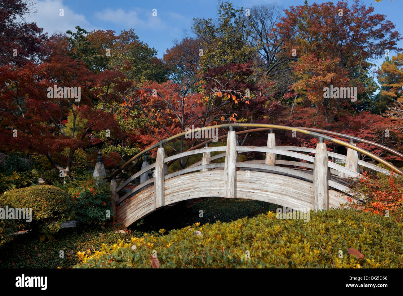 Passerelle dans un jardin japonais, Fort Worth au Texas, USA Banque D'Images