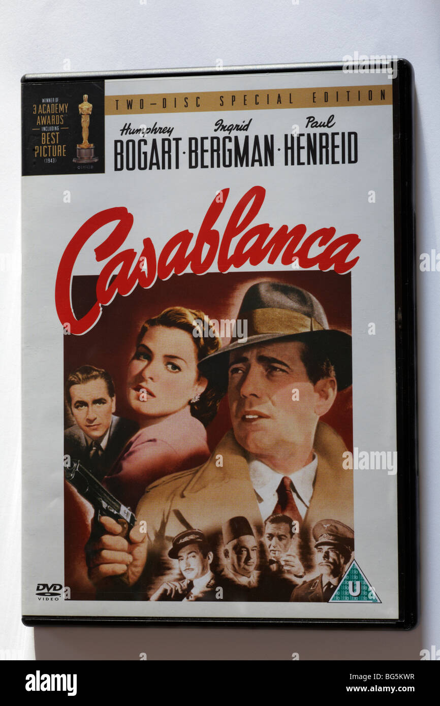Casablanca film DVD film isolé sur fond blanc Banque D'Images