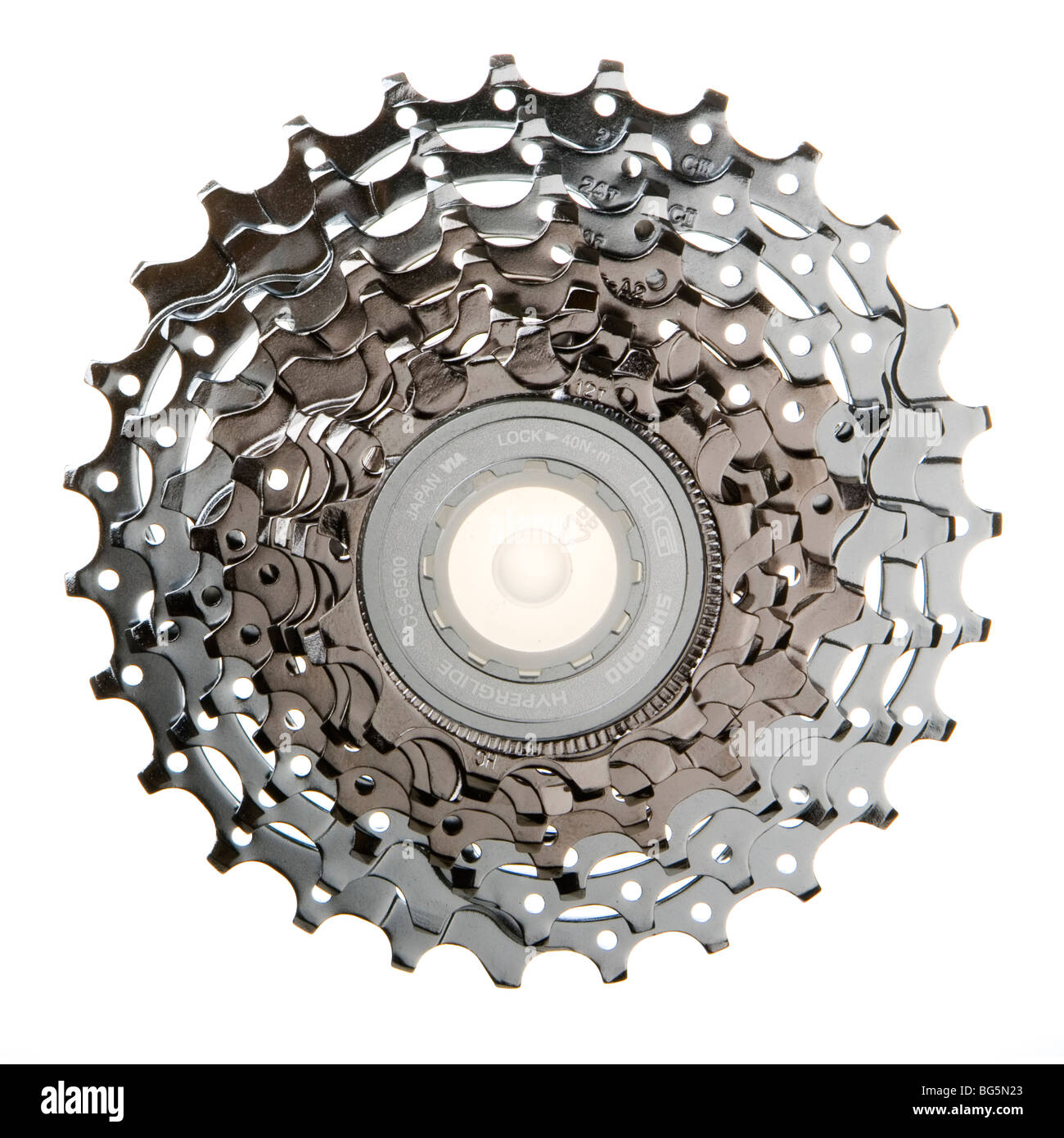 9-speed cassette d'un vélo de route Banque D'Images